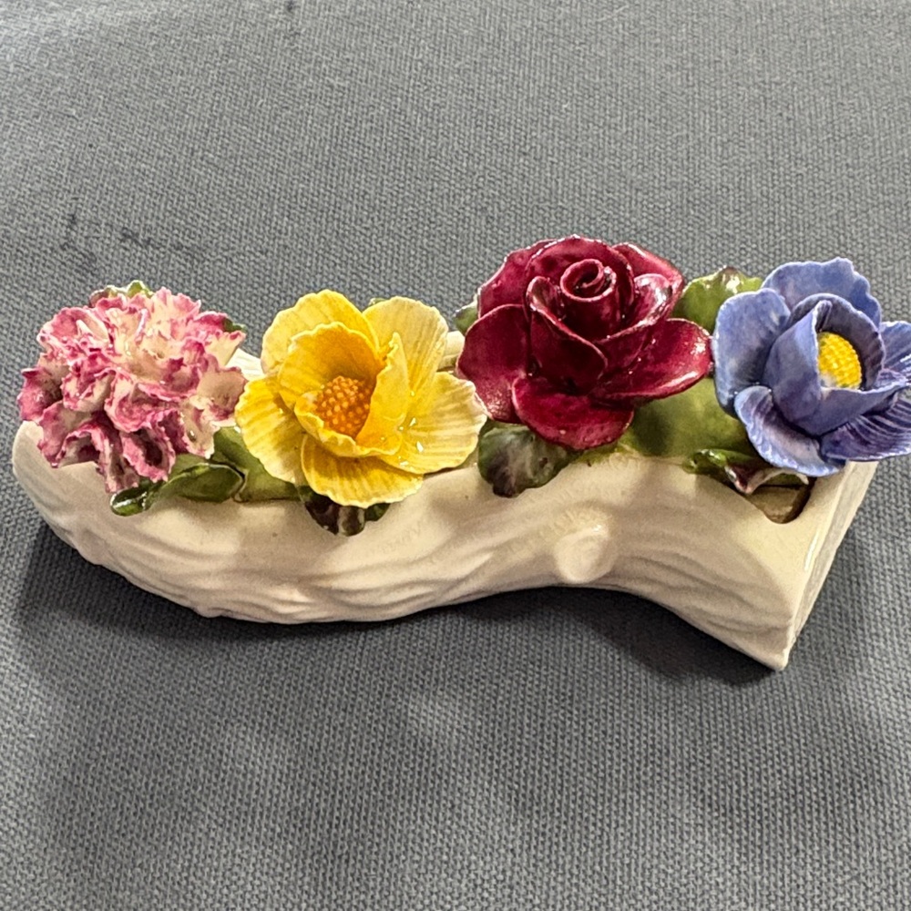 vintage Aynsley Bone China Floral Log ornament